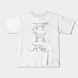 Continuous Line Weimaraners (Grey Background) Kids T-Shirt